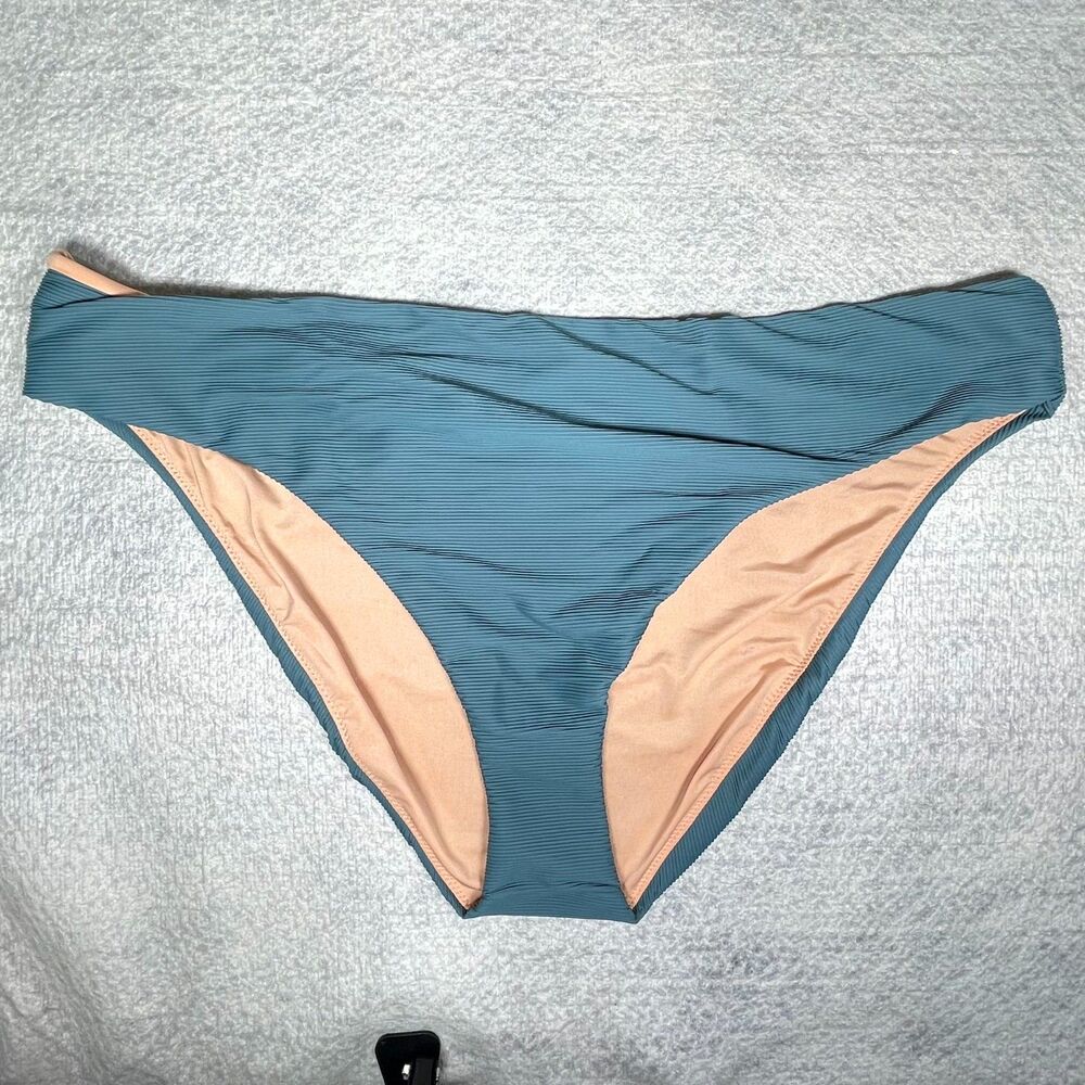 J.Crew Ribbed High-rise Cheeky Bikini Bottom For Women Size 2X NEW‎ BE808 AGR